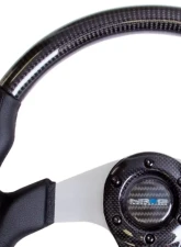 NRG Carbon Fiber Steering Wheel 350mm Aluminum-Carbon Center Silver Flat Bottom                                     - ST-013CFSL - Image 2