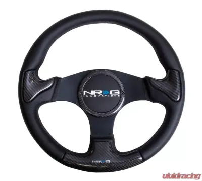 NRG Carbon Fiber Steering Wheel 350mm Black Frame Black Stitching - ST-014CFBK
