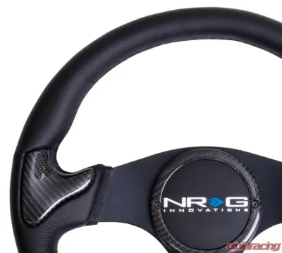 NRG Carbon Fiber Steering Wheel 350mm Black Frame Black Stitching - ST-014CFBK