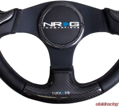NRG Carbon Fiber Steering Wheel 350mm Black Frame Black Stitching - ST-014CFBK