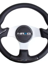 NRG Carbon Fiber Steering Wheel 350mm Silver Frame Black Stitching                                     - ST-014CFSL - Image 3