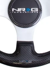 NRG Carbon Fiber Steering Wheel 350mm Silver Frame Black Stitching                                     - ST-014CFSL - Image 3