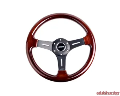 NRG Matte Black 3 Spoke Center 330mm Classic Wood Grain Wheel Universal - ST-015-1BK