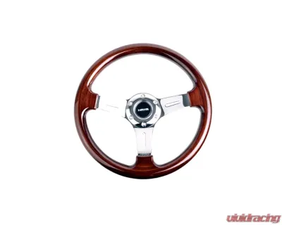 NRG Chrome 3 Spoke Center 330mm Classic Wood Grain Wheel Universal - ST-015-1CH