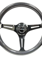 NRG Chameleon Classic Wood Grain Wheel 350mm Black 3-Spokes Pearlescent Paint Grip                                     - ST-015BC-CN - Image 5