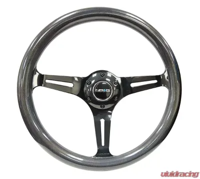 NRG Chameleon Classic Wood Grain Wheel 350mm Black 3-Spokes Pearlescent Paint Grip - ST-015BC-CN
