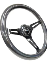 NRG Chameleon Classic Wood Grain Wheel 350mm Black 3-Spokes Pearlescent Paint Grip                                     - ST-015BC-CN - Image 2