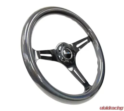 NRG Chameleon Classic Wood Grain Wheel 350mm Black 3-Spokes Pearlescent Paint Grip - ST-015BC-CN