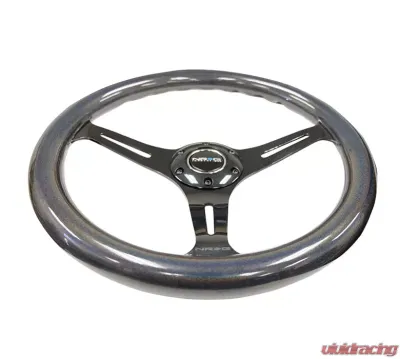 NRG Chameleon Classic Wood Grain Wheel 350mm Black 3-Spokes Pearlescent Paint Grip - ST-015BC-CN