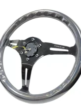 NRG Chameleon Classic Wood Grain Wheel 350mm Black 3-Spokes Pearlescent Paint Grip                                     - ST-015BC-CN - Image 4