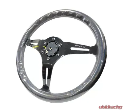 NRG Chameleon Classic Wood Grain Wheel 350mm Black 3-Spokes Pearlescent Paint Grip - ST-015BC-CN
