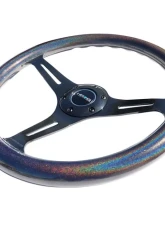 NRG Chameleon Classic Wood Grain Wheel 350mm Black 3-Spokes Pearlescent Paint Grip                                     - ST-015BC-CN - Image 5