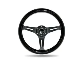 NRG Black Paint Grip 3 Black Spokes 350mm Classic Wood Grain Wheel Universal