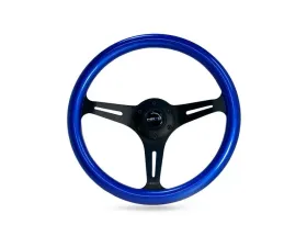 NRG Blue Pearl Flake Paint 3 Black Spokes 350mm Classic Wood Grain Wheel Universal
