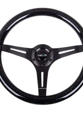 NRG Classic Wood Grain Steering Wheel 350mm black 3-Spokes Black Sparkled Color Grip                                     - ST-015BK-BSB - Image 3