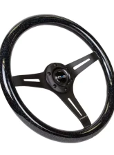 NRG Classic Wood Grain Steering Wheel 350mm black 3-Spokes Black Sparkled Color Grip                                     - ST-015BK-BSB - Image 2