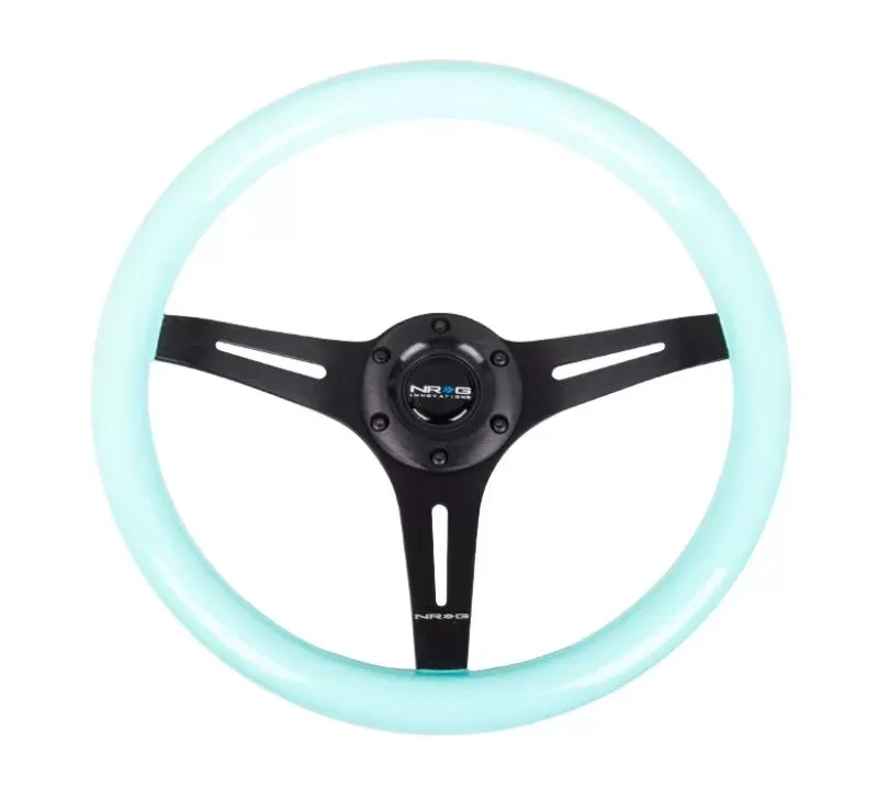 NRG Classic Wood Grain Steering Wheel 350mm black 3-Spokes Minty Fresh Color Grip - ST-015BK-MF