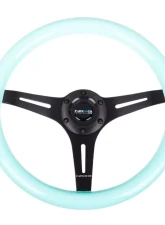 NRG Classic Wood Grain Steering Wheel 350mm black 3-Spokes Minty Fresh Color Grip                                     - ST-015BK-MF - Image 3