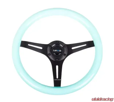 NRG Classic Wood Grain Steering Wheel 350mm black 3-Spokes Minty Fresh Color Grip - ST-015BK-MF