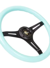 NRG Classic Wood Grain Steering Wheel 350mm black 3-Spokes Minty Fresh Color Grip                                     - ST-015BK-MF - Image 2