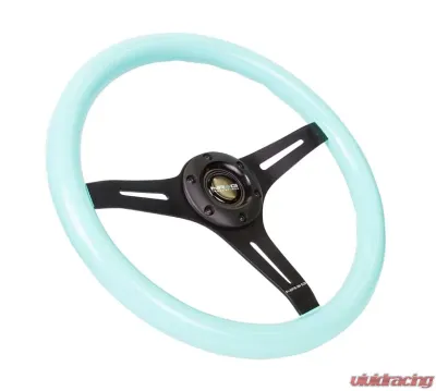 NRG Classic Wood Grain Steering Wheel 350mm black 3-Spokes Minty Fresh Color Grip - ST-015BK-MF