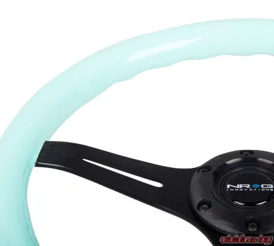 NRG Classic Wood Grain Steering Wheel 350mm black 3-Spokes Minty Fresh Color Grip - ST-015BK-MF