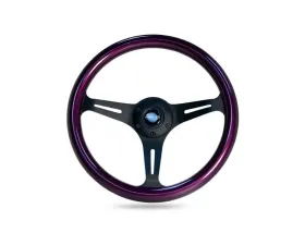NRG Purple Pearl Flake Paint 3 Black Spokes 350mm Classic Wood Grain Wheel Universal