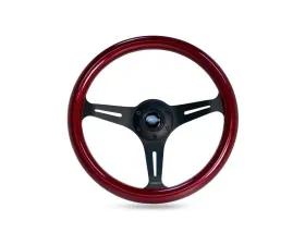 NRG Red Pearl Flake Paint 3 Black Spokes 350mm Classic Wood Grain Wheel Universal