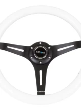 NRG Classic Wood Grain Steering Wheel 350mm Black 3-Spokes White Paint Grip                                     - ST-015BK-WT - Image 3
