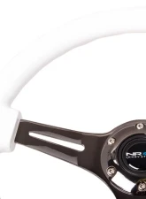 NRG Classic Wood Grain Steering Wheel 350mm Black 3-Spokes White Paint Grip                                     - ST-015BK-WT - Image 3