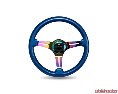 NRG Blue Pearl Flake Paint 3 Neochrome Spokes 350mm Classic Wood Grain Wheel Universal - ST-015MC-BL