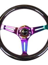 NRG Classic Wood Grain Galaxy Edition Steering Wheel 350mm Neochrome 3-Spokes Black Sparkled                                     - ST-015MC-BSB - Image 3
