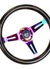 NRG Classic Wood Grain Galaxy Edition Steering Wheel 350mm Neochrome 3-Spokes Black Sparkled                                     - ST-015MC-BSB - Image 3