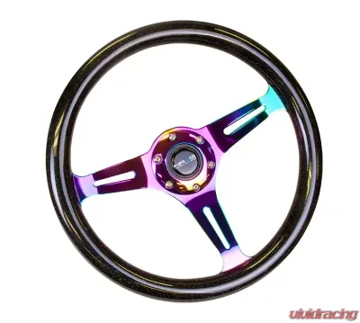 NRG Classic Wood Grain Galaxy Edition Steering Wheel 350mm Neochrome 3-Spokes Black Sparkled - ST-015MC-BSB