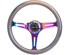 NRG Classic Wood Chameleon Grain Wheel 350mm Neochrome 3-Spokes Pearlescent Paint Grip