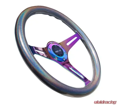 NRG Classic Wood Chameleon Grain Wheel 350mm Neochrome 3-Spokes Pearlescent Paint Grip - ST-015MC-CN
