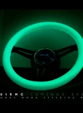 NRG Glow in the Dark Grip 3 Neochrome Spokes 350mm Classic Wood Grain Wheel Universal                                     - ST-015MC-GL - Image 2