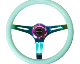 NRG Classic Wood Grain Steering Wheel 350mm Neochrome 3-Spokes Minty Fresh Color Grip
