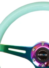 NRG Classic Wood Grain Steering Wheel 350mm Neochrome 3-Spokes Minty Fresh Color Grip                                     - ST-015MC-MF - Image 2