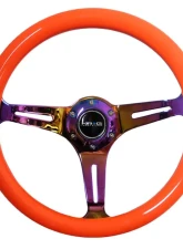 NRG Classic Wood Grain Steering Wheel 350mm Neochrome 3-Spokes Neon Orange                                     - ST-015MC-NOR - Image 4