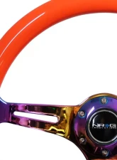 NRG Classic Wood Grain Steering Wheel 350mm Neochrome 3-Spokes Neon Orange                                     - ST-015MC-NOR - Image 2