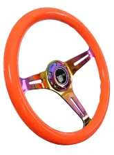 NRG Classic Wood Grain Steering Wheel 350mm Neochrome 3-Spokes Neon Orange                                     - ST-015MC-NOR - Image 3