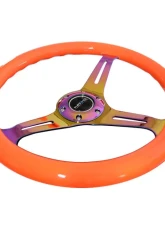 NRG Classic Wood Grain Steering Wheel 350mm Neochrome 3-Spokes Neon Orange                                     - ST-015MC-NOR - Image 4