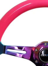 NRG Classic Wood Grain Steering Wheel 350mm Neochrome 3-Spokes Neon Pink                                     - ST-015MC-NPK - Image 2