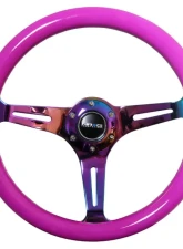NRG Classic Wood Grain Steering Wheel 350mm Neochrome 3-Spokes Neon Purple                                     - ST-015MC-NPP - Image 4