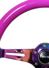 NRG Classic Wood Grain Steering Wheel 350mm Neochrome 3-Spokes Neon Purple                                     - ST-015MC-NPP - Image 2