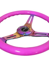 NRG Classic Wood Grain Steering Wheel 350mm Neochrome 3-Spokes Neon Purple                                     - ST-015MC-NPP - Image 4