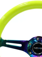 NRG Classic Wood Grain Steering Wheel 350mm Neochrome 3-Spokes Neon Yellow                                     - ST-015MC-NYW - Image 2