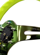 NRG Classic Wood Grain Steering Wheel 350mm Neochrome 3-Spokes Neon Yellow                                     - ST-015MC-NYW - Image 3