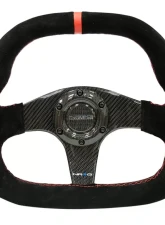 NRG Carbon Fiber Steering Wheel 320MM Black Carbon Fiber Suede Red Center Mark                                     - ST-019CF - Image 3